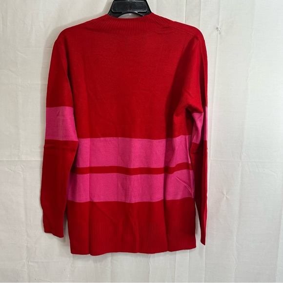 Madeleine Thompson Womens Button Del Ray Cardigan Sweater Red & Pink Striped SML - Picture 4 of 4